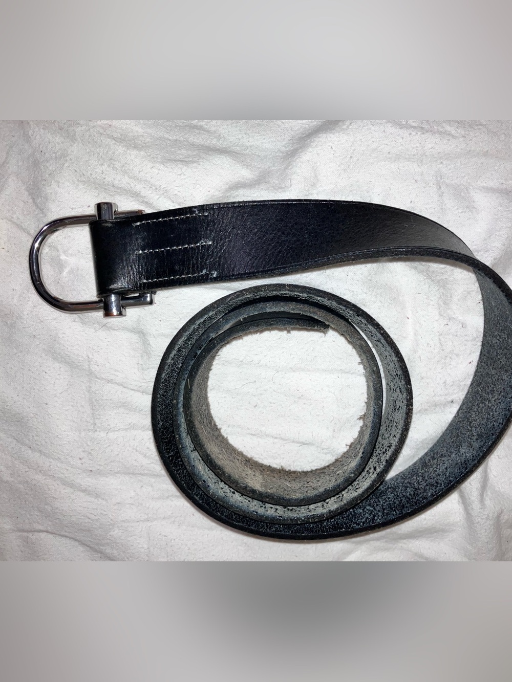 Ralph Lauren vintage leather D ring equestrian belt sz XL 48” silver buckle